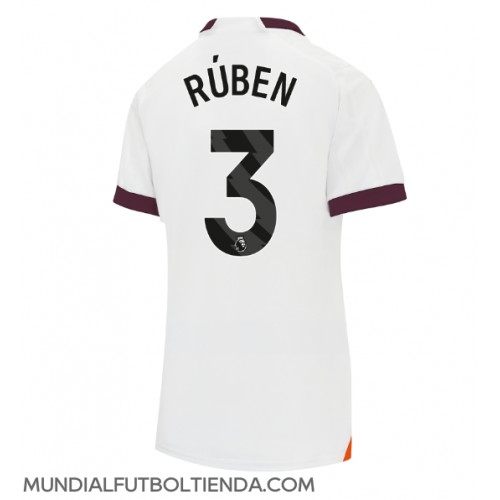 Camiseta Manchester City Ruben Dias #3 Segunda Equipación Replica 2023-24 para mujer mangas cortas
